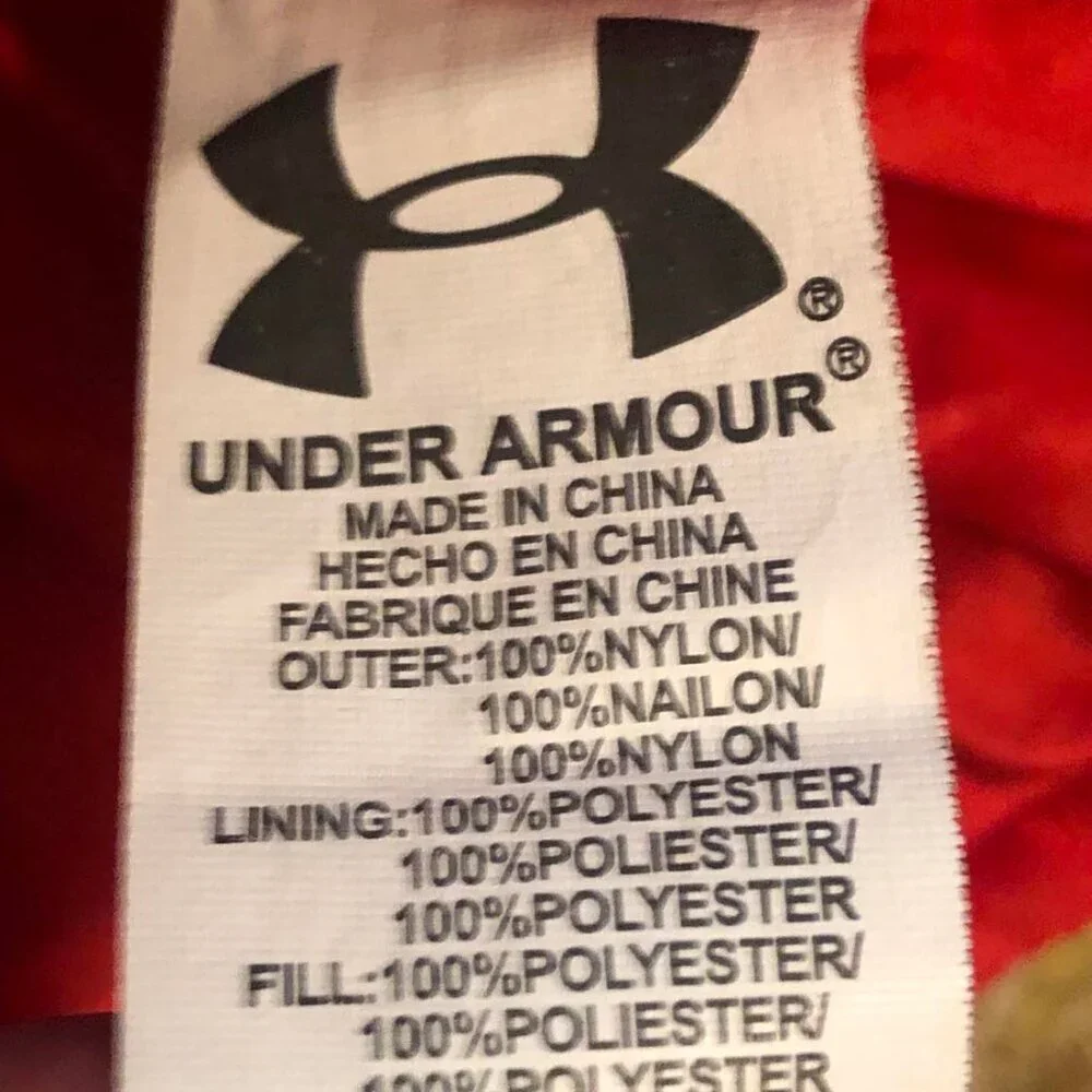 New UNDER ARMOUR Toddler Color Block Hooded Puffer Jacket Red\Black 18MO